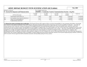 ARMY RDT&amp;E BUDGET ITEM JUSTIFICATION (R2 Exhibit)