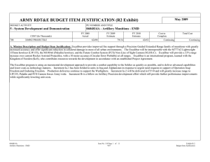 ARMY RDT&amp;E BUDGET ITEM JUSTIFICATION (R2 Exhibit) May 2009