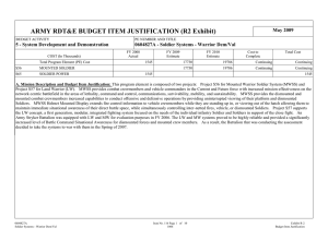 ARMY RDT&amp;E BUDGET ITEM JUSTIFICATION (R2 Exhibit) May 2009