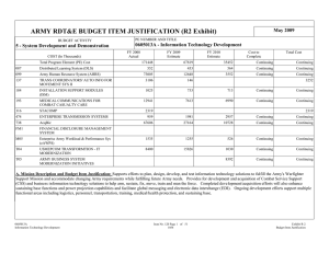 ARMY RDT&amp;E BUDGET ITEM JUSTIFICATION (R2 Exhibit) May 2009