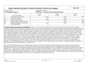 ARMY RDT&amp;E BUDGET ITEM JUSTIFICATION (R2 Exhibit) May 2009