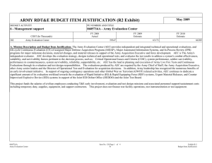 ARMY RDT&amp;E BUDGET ITEM JUSTIFICATION (R2 Exhibit) May 2009