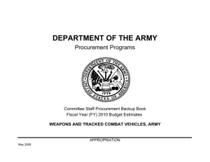 DEPARTMENT OF THE ARMY Procurement Programs