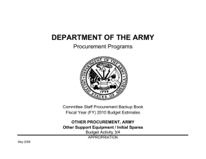 DEPARTMENT OF THE ARMY Procurement Programs