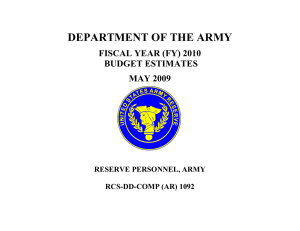 DEPARTMENT OF THE ARMY FISCAL YEAR (FY) 2010 BUDGET ESTIMATES MAY 2009