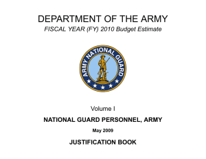 DEPARTMENT OF THE ARMY FISCAL YEAR (FY) 2010 Budget Estimate Volume I