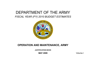 DEPARTMENT OF THE ARMY FISCAL YEAR (FY) 2010 BUDGET ESTIMATES MAY 2009