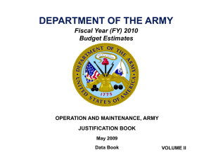DEPARTMENT OF THE ARMY Fiscal Year (FY) 2010 Budget Estimates