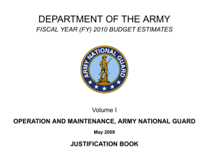 DEPARTMENT OF THE ARMY FISCAL YEAR (FY) 2010 BUDGET ESTIMATES Volume I