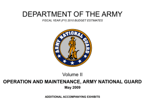 DEPARTMENT OF THE ARMY Volume II OPERATION AND MAINTENANCE, ARMY NATIONAL GUARD