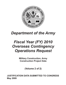 Department of the Army Fiscal Year (FY) 2010 Overseas Contingency Operations Request