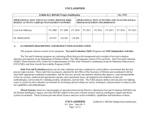 UNCLASSIFIED Exhibit R-2, RDT&amp;E Project Justification May 2009
