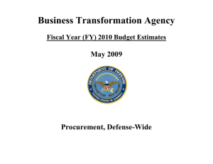 Business Transformation Agency  May 2009 Procurement, Defense-Wide