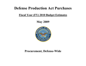 Defense Production Act Purchases  May 2009 Procurement, Defense-Wide