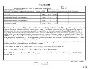 UNCLASSIFIED May 2009 RDT&amp;E, DW/04 Advanced Component Development and Prototypes (ACD&amp;P)