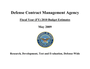 Defense Contract Management Agency  May 2009 Fiscal Year (FY) 2010 Budget Estimates