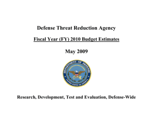 Defense Threat Reduction Agency May 2009 Fiscal Year (FY) 2010 Budget Estimates
