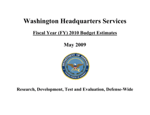 Washington Headquarters Services  May 2009 Fiscal Year (FY) 2010 Budget Estimates