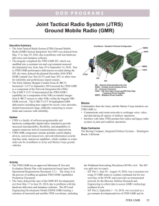 Joint Tactical Radio System (JTRS) Ground Mobile Radio (GMR)