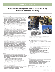 Early Infantry Brigade Combat Team (E-IBCT) Network Interface Kit (NIK)