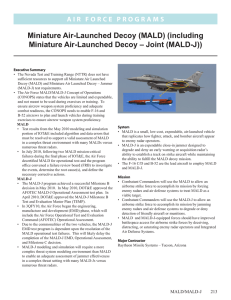 Miniature Air-Launched Decoy (MALD) (including Miniature Air-Launched Decoy – Joint (MALD-J))