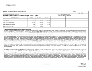 UNCLASSIFIED EXHIBIT R-2, RDT&amp;E Budget Item Justification May 2009