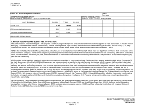 UNCLASSIFIED CLASSIFICATION May 2009 EXHIBIT R-2, RDT&amp;E Budget Item Justification