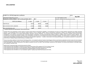 UNCLASSIFIED EXHIBIT R-2, RDT&amp;E Budget Item Justification COST ($ in Millions) May 2009