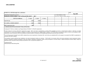 UNCLASSIFIED EXHIBIT R-2, RDT&amp;E Budget Item Justification COST ($ in Millions) May 2009