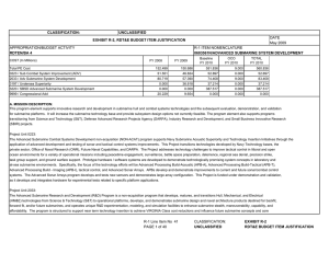 CLASSIFICATION: UNCLASSIFIED EXHIBIT R-2, RDT&amp;E BUDGET ITEM JUSTIFICATION RDTEN/BA 4