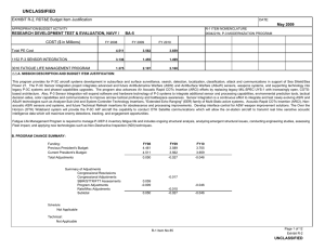 UNCLASSIFIED EXHIBIT R-2, RDT&amp;E Budget Item Justification COST ($ in Millions) May 2009