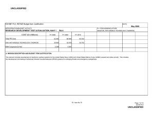 UNCLASSIFIED EXHIBIT R-2, RDT&amp;E Budget Item Justification COST ($ in Millions) May 2009