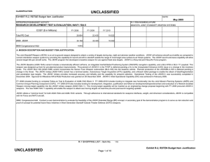 UNCLASSIFIED EXHIBIT R-2, RDT&amp;E Budget Item Justification COST ($ in Millions) May 2009