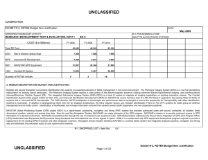 UNCLASSIFIED EXHIBIT R-2, RDT&amp;E Budget Item Justification COST ($ in Millions) May 2009