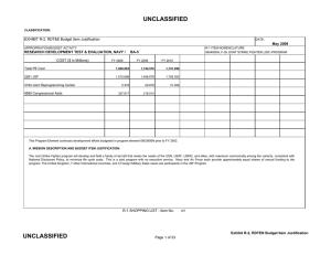 UNCLASSIFIED EXHIBIT R-2, RDT&amp;E Budget Item Justification May 2009