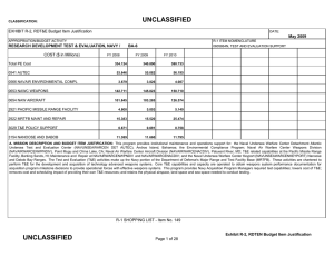 UNCLASSIFIED EXHIBIT R-2, RDT&amp;E Budget Item Justification COST ($ in Millions) May 2009