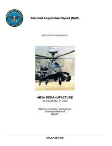 Selected Acquisition Report (SAR) AB3A REMANUFACTURE UNCLASSIFIED As of December 31, 2010