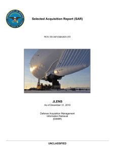Selected Acquisition Report (SAR) JLENS UNCLASSIFIED As of December 31, 2010