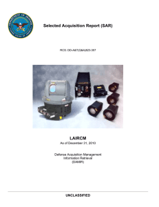 Selected Acquisition Report (SAR) LAIRCM UNCLASSIFIED As of December 31, 2010