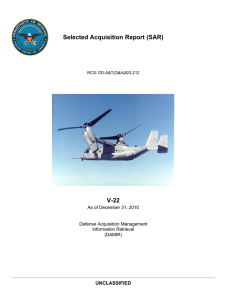 Selected Acquisition Report (SAR) V-22 UNCLASSIFIED As of December 31, 2010