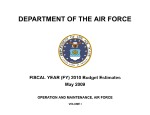 DEPARTMENT OF THE AIR FORCE FISCAL YEAR (FY) 2010 Budget Estimates