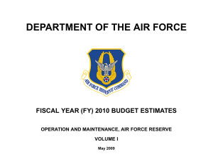 DEPARTMENT OF THE AIR FORCE FISCAL YEAR (FY) 2010 BUDGET ESTIMATES