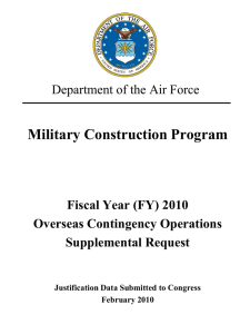Military Construction Program Department of the Air Force Fiscal Year (FY) 2010