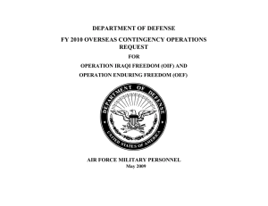 DEPARTMENT OF DEFENSE FY 2010 OVERSEAS CONTINGENCY OPERATIONS REQUEST FOR