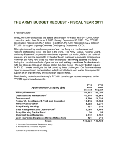 THE ARMY BUDGET REQUEST - FISCAL YEAR 2011