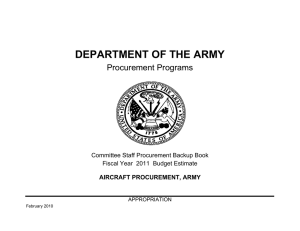 DEPARTMENT OF THE ARMY Procurement Programs Committee Staff Procurement Backup Book