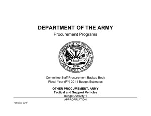 DEPARTMENT OF THE ARMY Procurement Programs Committee Staff Procurement Backup Book