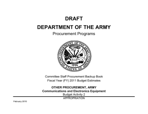 DRAFT DEPARTMENT OF THE ARMY Procurement Programs Committee Staff Procurement Backup Book