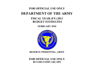 DEPARTMENT OF THE ARMY FOR OFFICIAL USE ONLY FISCAL YEAR (FY) 2011