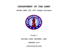 DEPARTMENT OF THE ARMY FISCAL YEAR (FY) 2011 Budget Estimate Volume I